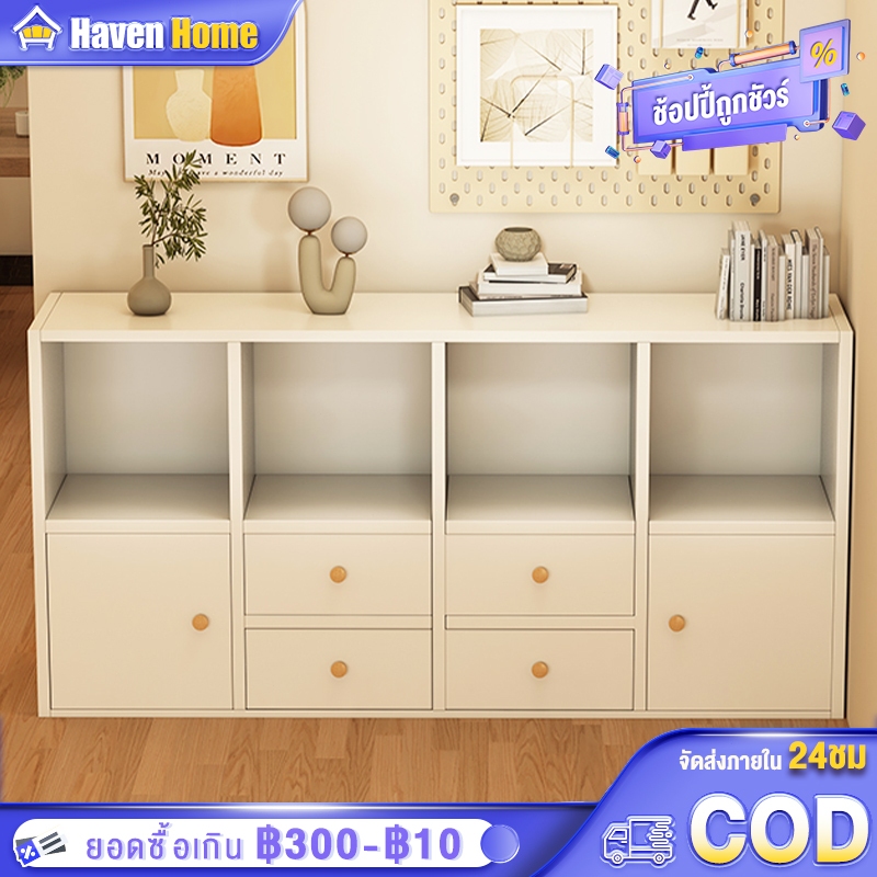 【พร้อมแผงด้านหลัง】ชั้นวางหนังสือ 120cm เปิดชั้นวางจอแสดงผล ชั้นวางของเล่น สามารถรับน้ำหนักได้ 100 กิโลกรัม