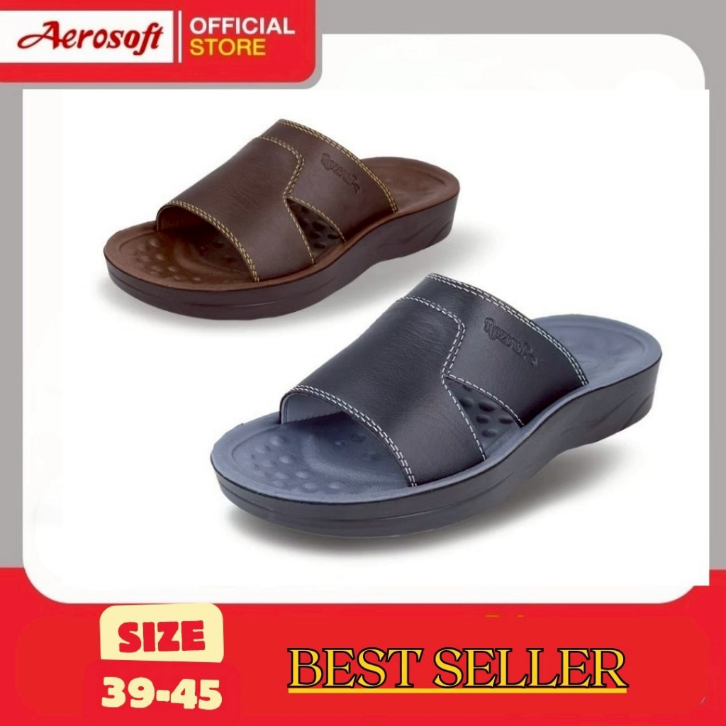 Aerosoftรองเท้าแตะผู้ชายลำลอง รุ่นสายคาดเปิดส้น เดินเบาใส่สบายเพื่อสุขภาพ พื้นนุ่มพิเศษ ยืดหยุ่นดี แ