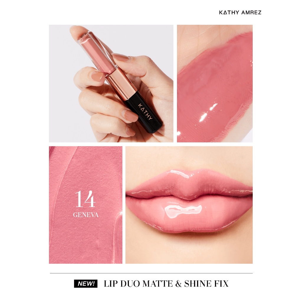 ของแท้ พร้อมส่ง รุ่นใหม่ล่าสุด KATHY AMREZ LIP DUO MATTE & SHINE FIX ลิปดูโอ แมทแอนด์ชายน์ ฟิกซ์ ลิปดูโอ้กระแต - รูปที่ 2