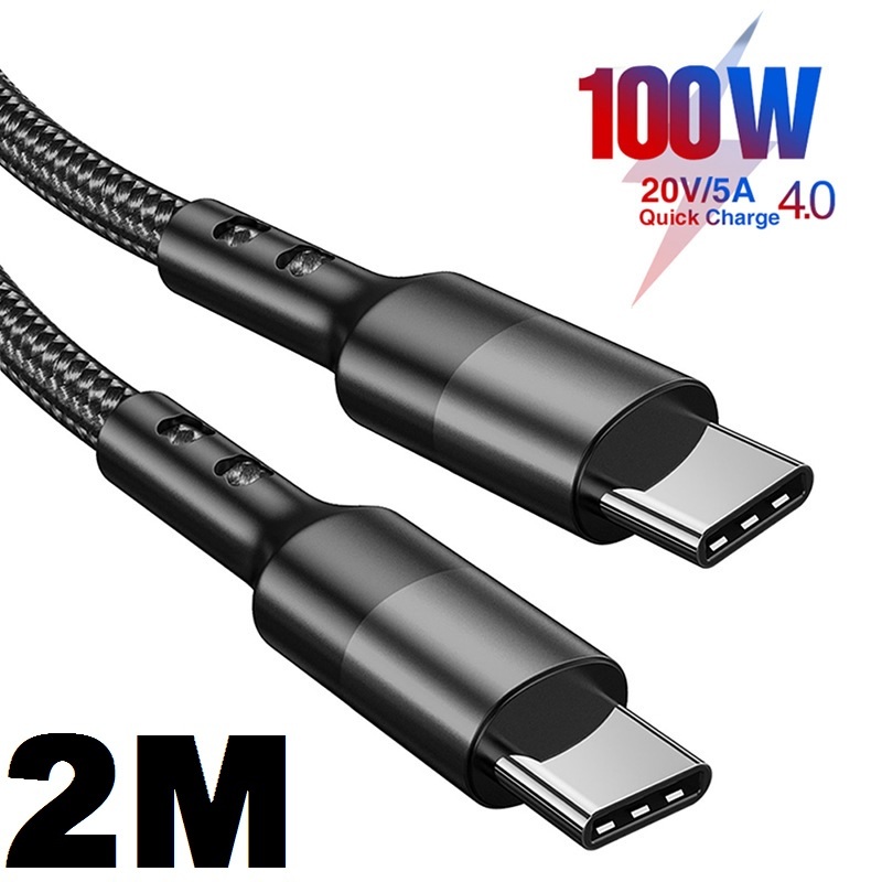 สายชาร์จ Type C to Type C ยาว 2m PD 100W Type C to Type C Cable Quick Charge 3.0 USB C