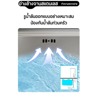 🔥NEW สแตนเลสหนาขึ้น 304 อ่างสแตนเลส🔥 ไม่ขึ้นสนิม ซิงค์ล้างจาน ซิ้งล้างจาน อ่างล้างจาน1หลุม（ถ้าเสียหาย เรารับผิดชอบ）