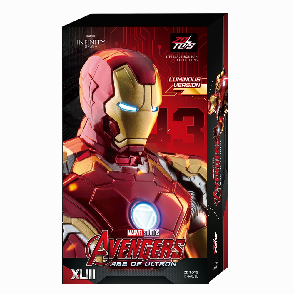 Iron Man Mark43 with Lighting Function (ไอรอนแมน มาร์ค 43 รุ่นมีไฟ)(ZD TOYS) - (ลิขสิทธิ์แท้) (1907-43)