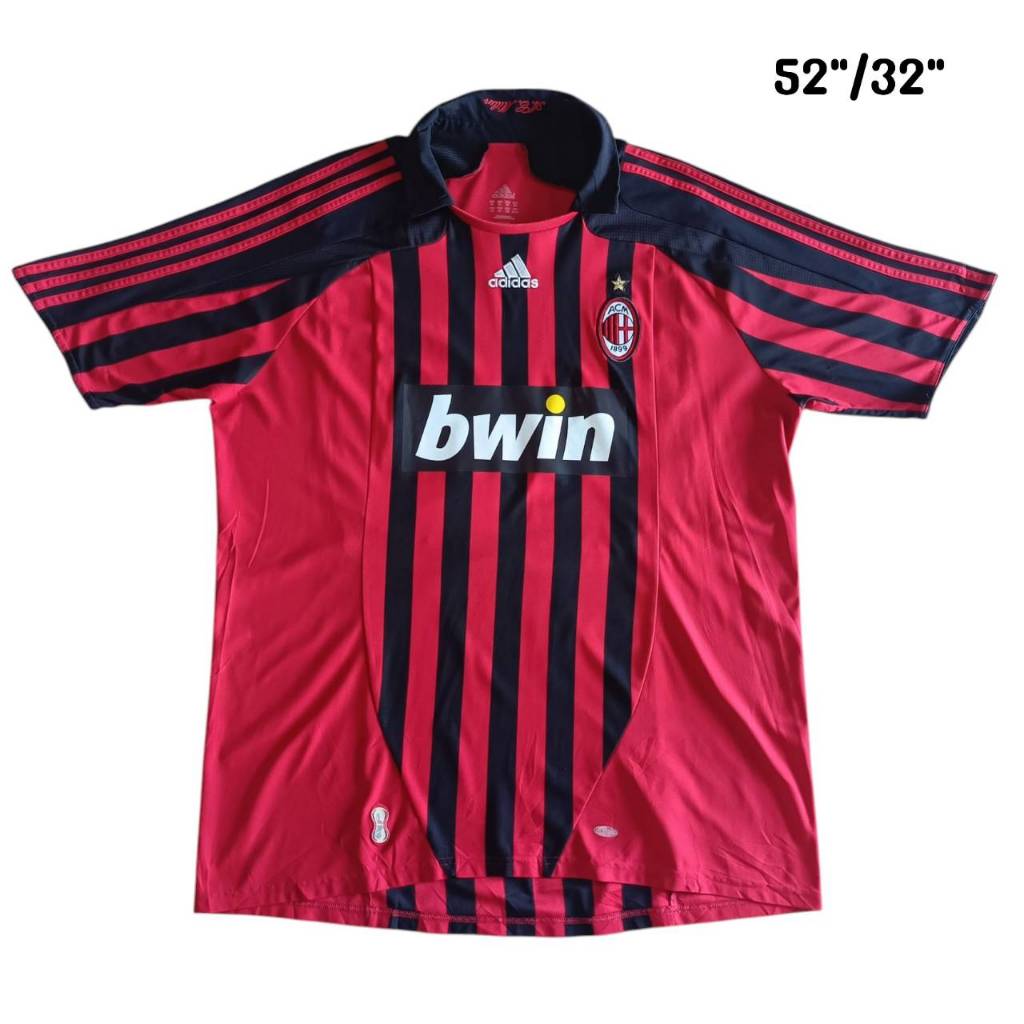 ADIDAS AC MILAN 2007-08 JERSEY football Shirt SIZE 2XL  เสื้อบอล อดิดาส เอซี มิลาน สีแดงดำ มือสองงาน