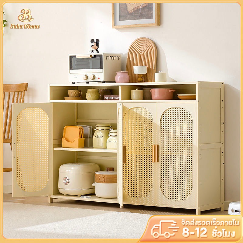 🛒 [Bubu] 🍽ตู้เก็บของในครัว ตู้เก็บของ ตู้จาน ตู้ไม้ ตู้เก็บของ ป้องกันฝุ่นและความชื้น ตู้เก็บของในครัว ห้องนั่งเล่น