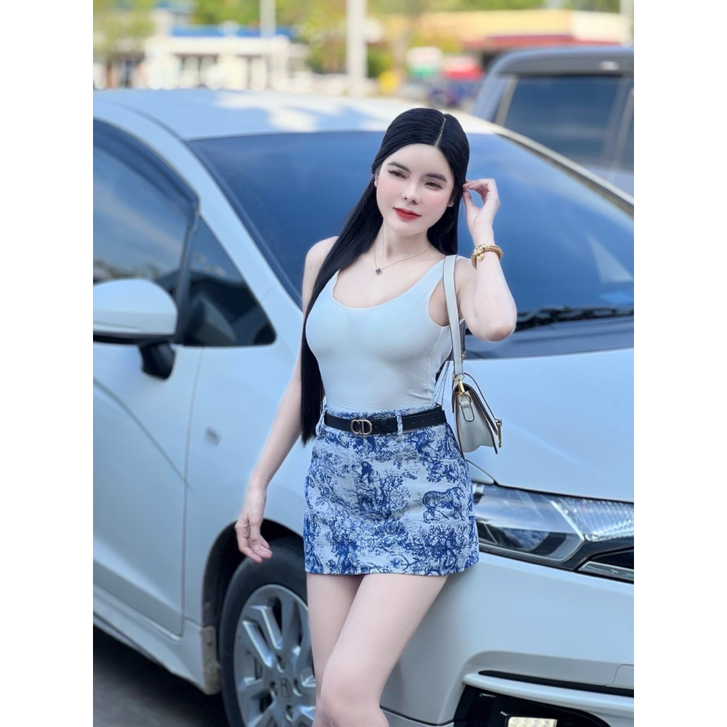 Phapassz – เซท3ชื้น เสื้อกล้ามบอดี้สูท  + กระโปรงทรงเอ ผ้าทอลายเสือ ผ้าเนื้อดี ใส่สวยสุดเแ้ะมาก #Roseshop ราคา ถูกที่สุด ดีลบีเคเค แกลเลอรีภาพที่ 4