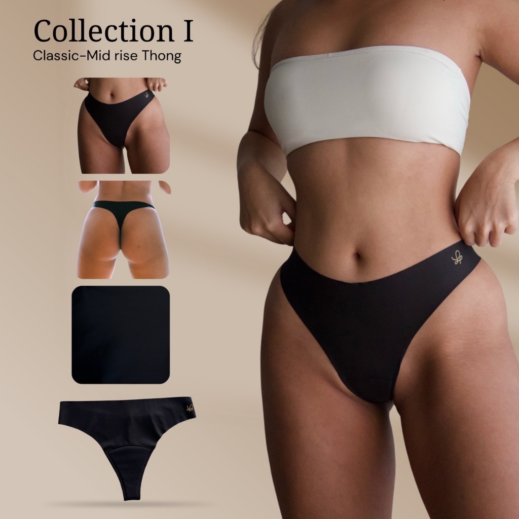 กางเกงในไร้ขอบกันเข้าวินหน้า – รุ่น Classic Mid rise thong SilkyPeach