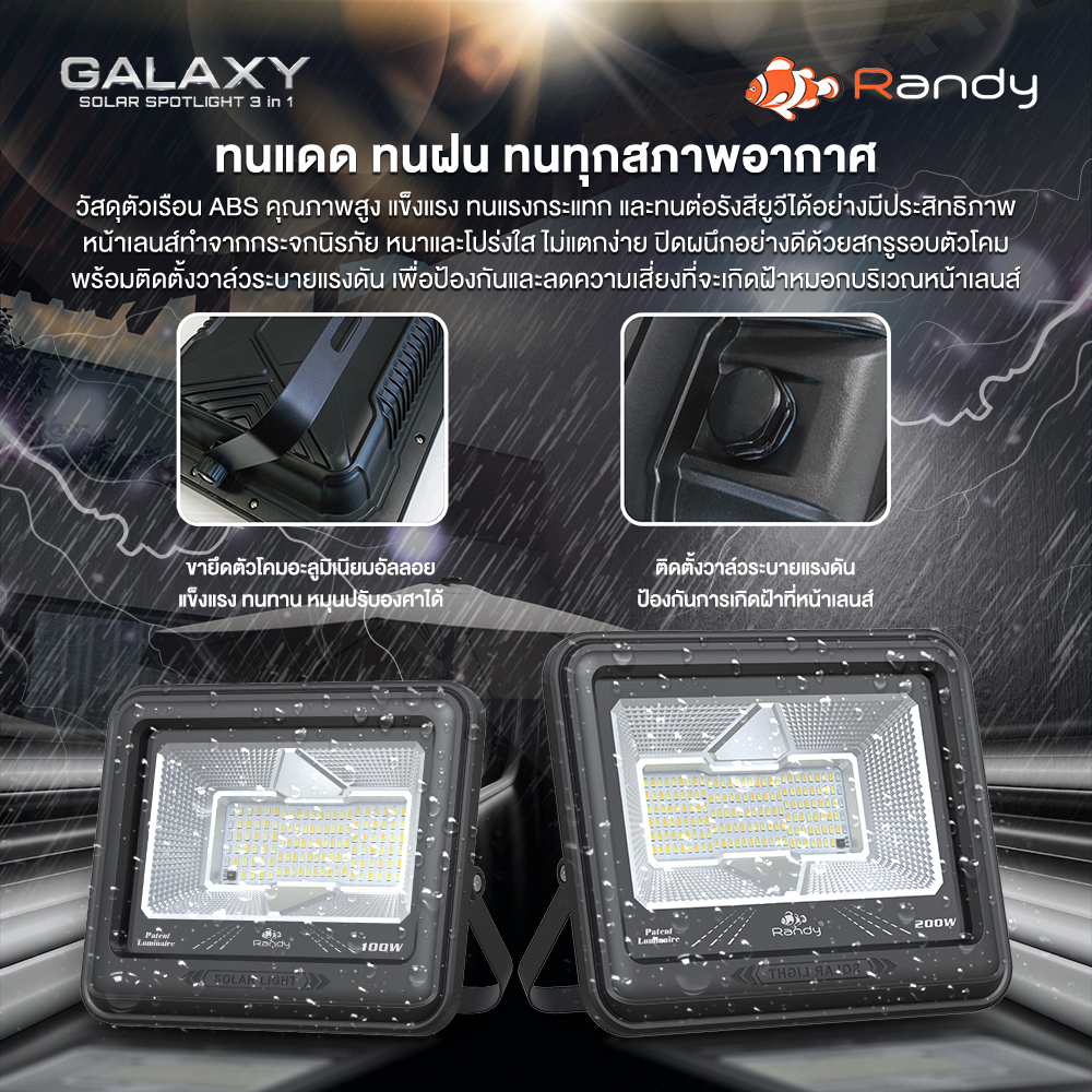 ใหม่ล่าสุด!! 2025 RANDY รุ่น Galaxy ไฟสปอตไลท์โซล่าเซลล์ ปรับได้ 3 แสง สว่าง คุ้มค่า มาตรฐานสากล ไม่ต้องเดินสายไฟ ราคา ถูกที่สุด ดีลบีเคเค แกลเลอรีภาพที่ 6