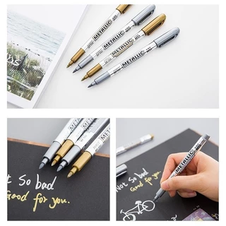 ปากกามาร์คเกอร์ สีเมทัลลิค สีทอง สีเงิน เส้นปากกา 1.5mm เขียนครั่งแว๊กขี้ผึ้ง กระดาษระบายสีต่างๆ