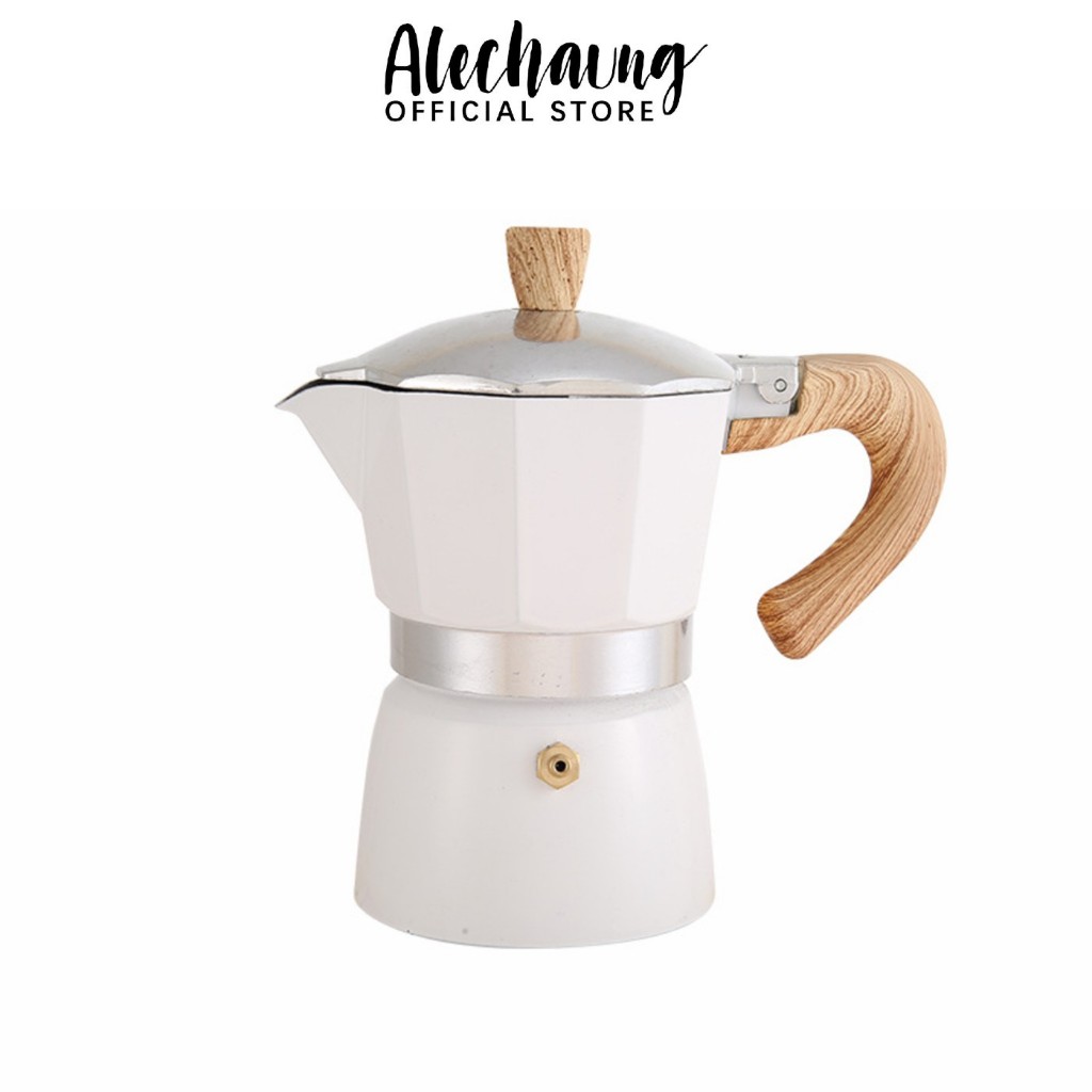 Alechaung หม้อต้มกาแฟสด กาต้มกาแฟ Mokapot ความจุ 150ml 300ml ใช้งานกับเตาไฟฟ้า เตาแก็ส เตาแคมป์ปิ้ง