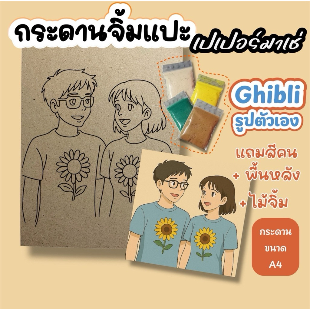 กระดานจิ้มแปะ เปเปอร์มาเช่ รูปตัวเอง การ์ตูนGhibli ขนาดA4 แถมสี KD