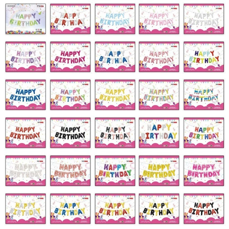 ลูกโป่งตัวอักษรHAPPYBIRTHDAY ขนาด16นิ้ว 13ตัว ตกแต่งปาร์ตี้วันเกิด สินค้าพร้อมส่ง