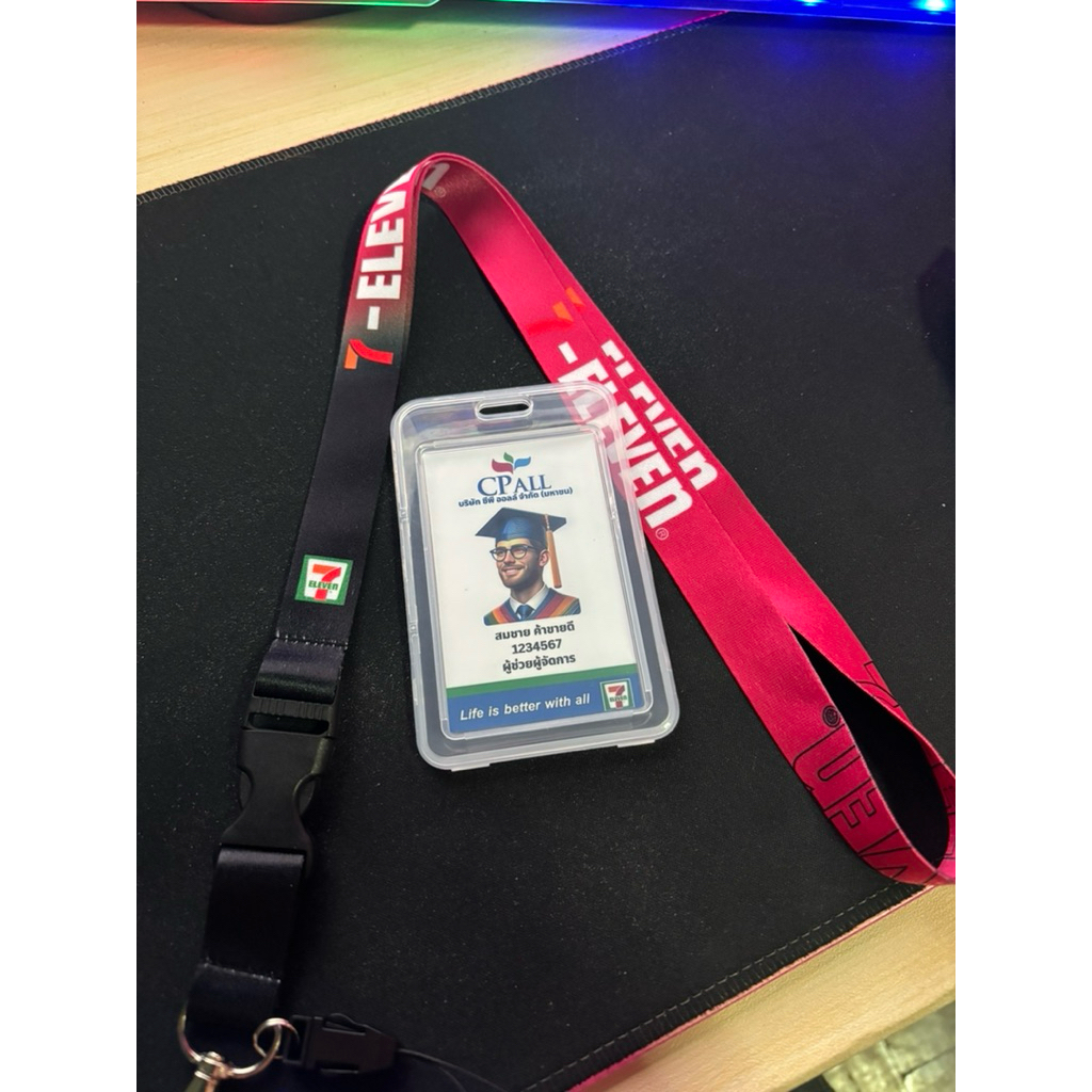สายคล้องคอ  สายคล้องบัตร 7-11 สายคล้องโทรศัพท์ เซเว่นชมพู lotso ลายสุดเท่