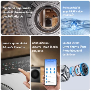 XIAOMI Smart Washer Dryer ครื่องซักอบผ้าฝาหน้า ซัก 10.5Kg อบ 7Kg สีเทาเข้ม รุ่น มอเตอร์ Inverter Direct Drive ประหยัดไฟ