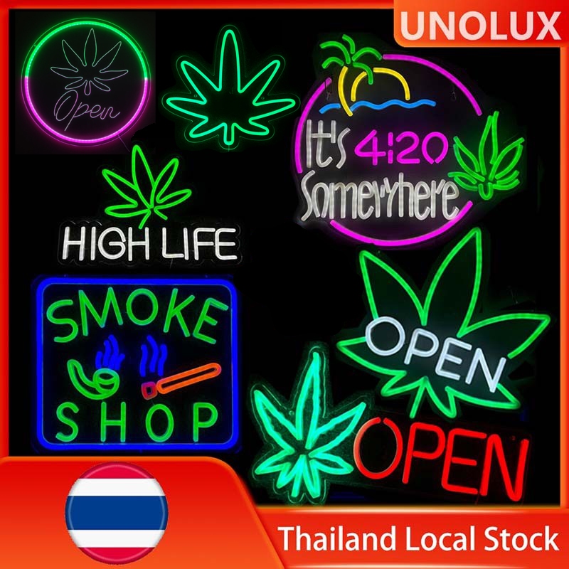 ป้ายนีออน - ป้ายไฟใบไม้ - เหมาะสำหรับฉากในร่มและกลางแจ้ง ป้ายไฟร้าน ป้ายไฟนีออน ป้ายไฟตกแต่ง ป้ายไฟled ป้ายไฟวิ่ง