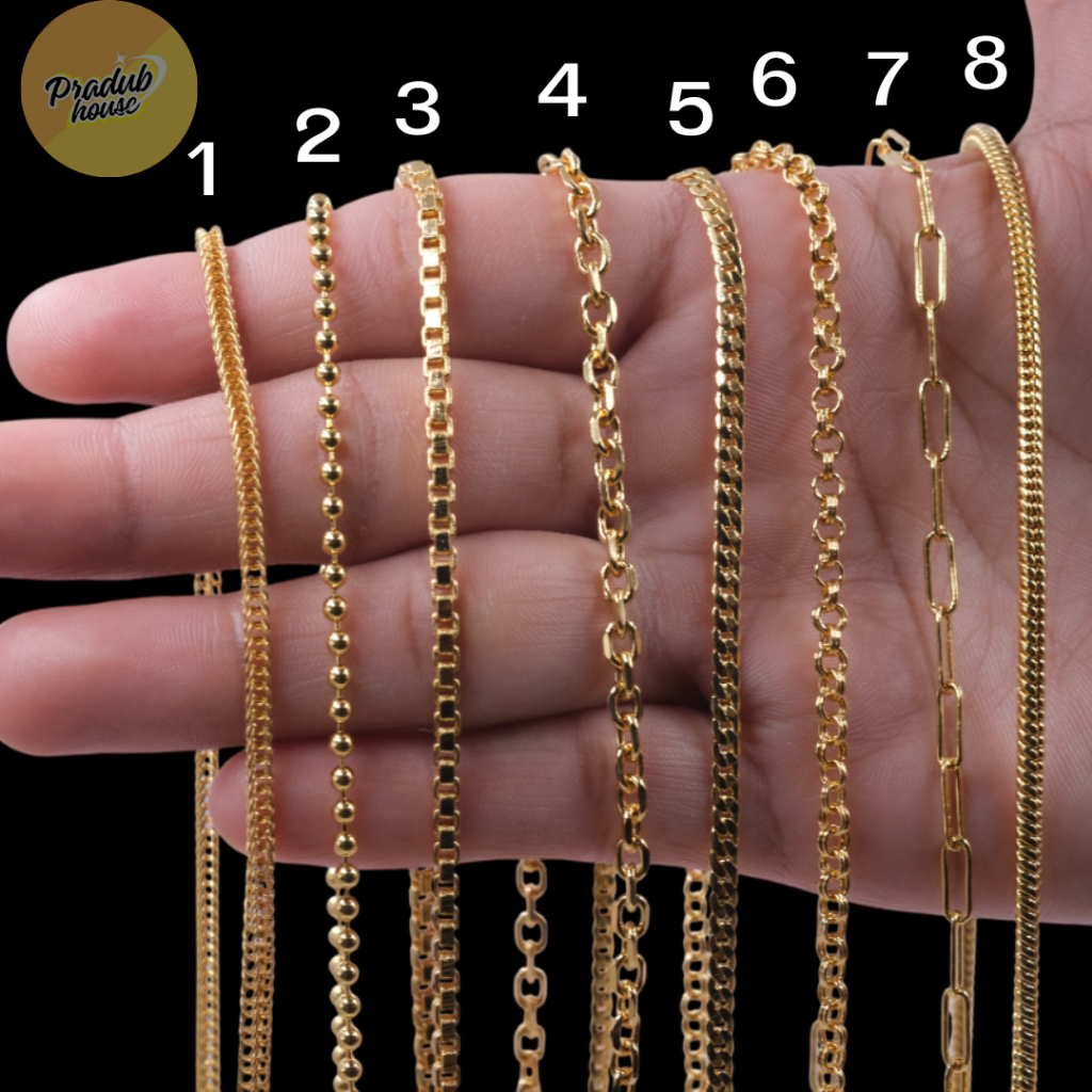 8 ลายตะขอหัวจรวด Pradub house สร้อยทอง24K สร้อยคอเงินแท้92.5% 1 บาท ความยาว 18-24 นิ้ว สร้อยทองเกรดทางการแพทย์