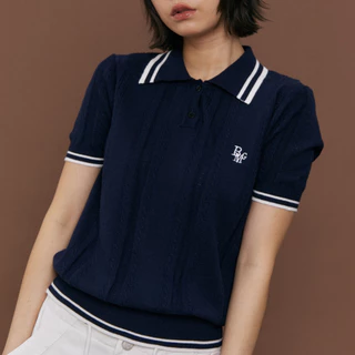 Bemingtop976(S-M)-Cable Knit Polo – เสื้อลายฉลุคอปก ทรงหรู แต่ใส่ได้ทุกวัน