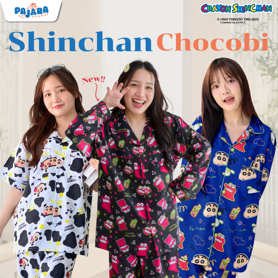 [ใหม่] ชุดนอน Pajara Pajamas (Lite) SC-0033 ลายชินจังแพนด้า เนื้อผ้าไหมอิตาลี แบรนด์ Pajara