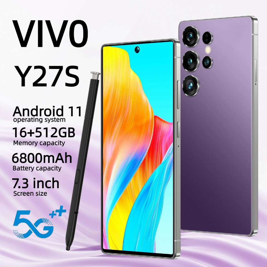 สมาร์ทโฟน VIV0 Y27S 7.3 นิ้ว 16GB+512GB 5G wifi มือถือ 5G Android WIFI โทรศัพท์เล่นเกม โทรศัพท์ราคาถ