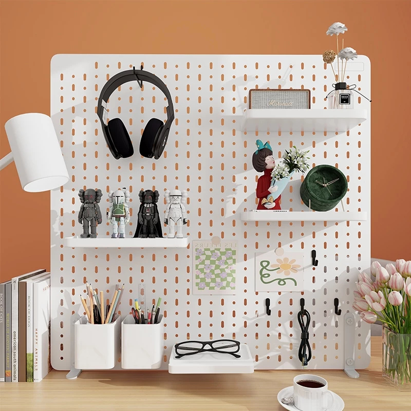 【จัดส่งที่รวดเร็ว】แผ่นปา DIY แผ่นรูพลาสติกสำหรับจัดเก็บบนโต๊ะพร้อมชุดติดตั้ง ตัวจัดระเบียบโต๊ะเล่นเกม