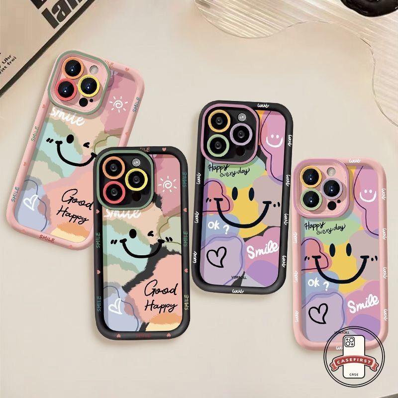 แฟชั่นกราฟิติ ที่มีสีสันยิ้มใบหน้านุ่ม เคส Vivo Y17s Y18 Y15 Y22 Y21 Y27 Y17 Y78 Y20 Y12i Y02 Y15s Y33s Y36 Y100i Y12s