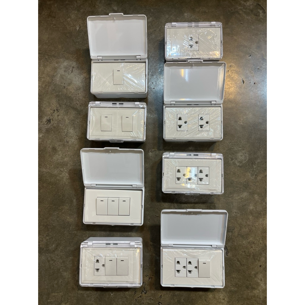 changปลั๊กไฟช่องเดี่ยวและสวิตซ์ไฟจัดเซ็ทบ็อกลอยกันน้ำกันฝนภายนอกยี่ห้อchang