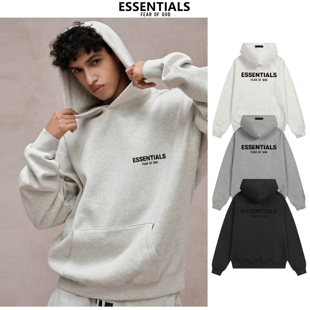 New เสื้อฮู้ด Fear Of God Essentials Hoodie แท้100% สําหรับผู้ชาย และผู้หญิง หลวมเสื้อฮู้ด