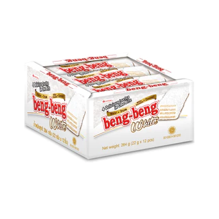 Bengbeng เบงเบง ยกแพ็ค 12ชิ้น เวเฟอร์สอดไส้ครีมเคลือบคาราเมล ช็อกโกแลตและข้าวพอง ไวท์เวเฟอร์