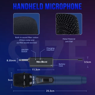 NEW BAXS ไมโครโฟนไร้สาย ชุด ชาร์จไฟได้ UHF,Type-C KP601/KP602,อเนกประสงค์,เหมาะสำหรับ KTV, ร้องเพลง, คาราโอเกะ, ปาร์ตี้