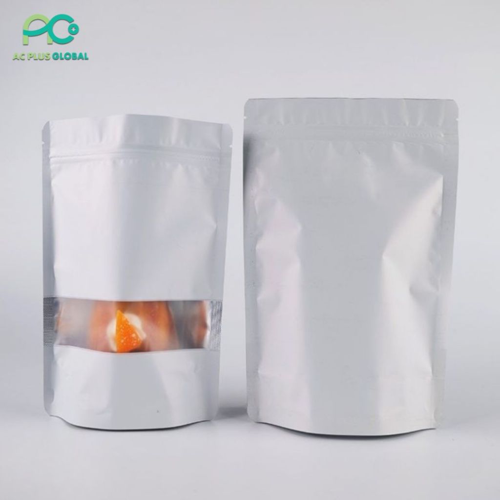 ถุงซิปล็อค ถุงฟอยด์ เจาะหน้าต่าง สีขาว ตั้งได้ [50ใบ] - Acplusglobal