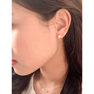 A.piece ต่างหูมุกแท้ เงินแท้ [all silver 925] Freshwater pearl stud