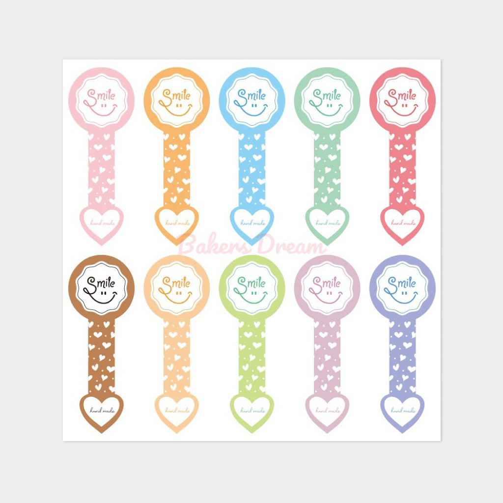 สติ๊กเกอร์ หัวใจ แบบยาว แพคละ 100 ดวง