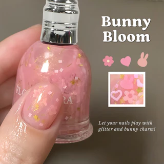 FLOWERORA 🌸Bunny Bloom 🐰สีกึ่งเจลกลิตเตอร์กระต่ายบันนี่ ✨ไม่ต้องอบ ไม่มีกลิ่นฉุน ทาในห้องแอร์ได้