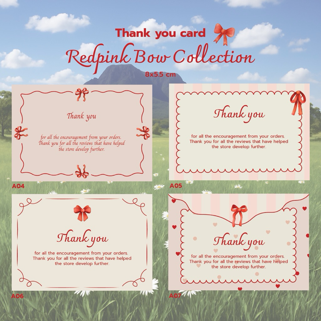 Redpink Bow collection Thank you card 5.5x8 cm การ์ดขอบคุณ