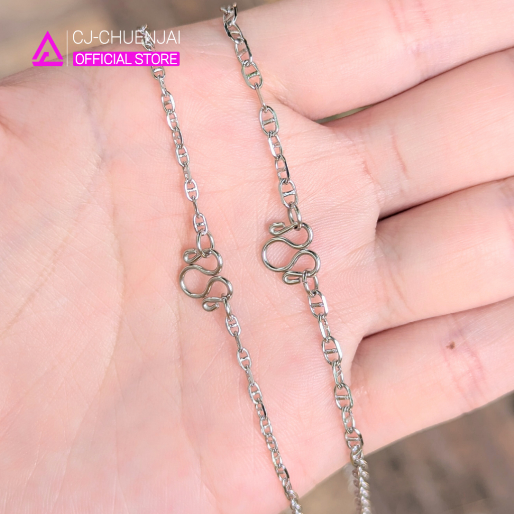 CJ สร้อยลาย GC ตัดเหลี่ยม สีเลส สแตนเลสแท้ ไม่ลอกไม่ดำ