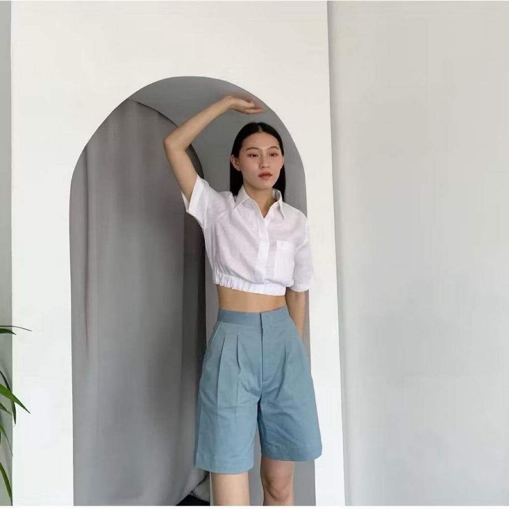 Beforesunset_studio เสื้อครอปสีขาวLUNA CROP TOPS size S