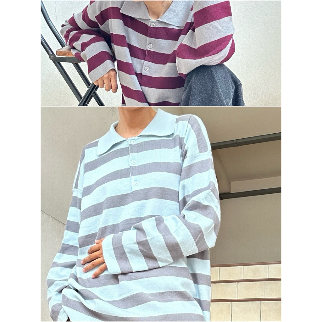 PLOYNAPAS – เสื้อโปโลแขนยาวผ้าทอลาย