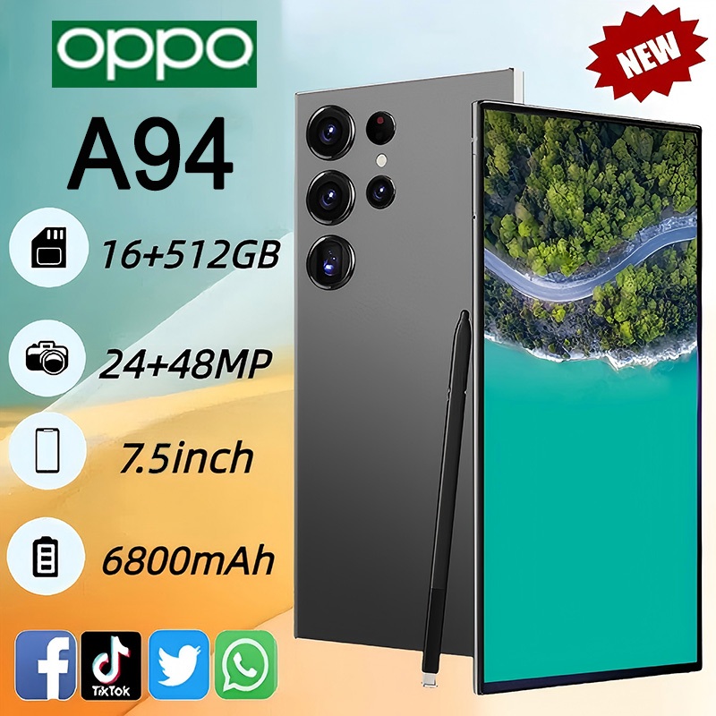 สมาร์ทโฟน OPP0 A94 7.5 นิ้ว 16GB+512GB 5G Android 11 รองรับ 2 ซิมการ์ด 6800mAh รับประกัน 1 ปี COD