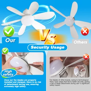 EBUYBEST 52cm E27 พัดลมโคมไฟ 40W ปิดเสียงใบพัด 6 ใบ 2 in 1 พัดลมโคมไฟเพดาน พร้อมรีโมทคอนโทรล