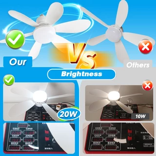 EBUYBEST 52cm E27 พัดลมโคมไฟ 40W ปิดเสียงใบพัด 6 ใบ 2 in 1 พัดลมโคมไฟเพดาน พร้อมรีโมทคอนโทรล
