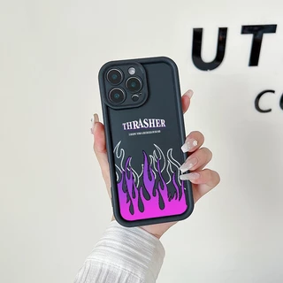 เหมาะ เคส Realme C53/C51/C51S Note 50 Note 60 7i/C17 C65 C75 5i/5S/6i/C3 กรณีโทรศัพท์แฟชั่นเคส Simple Flame