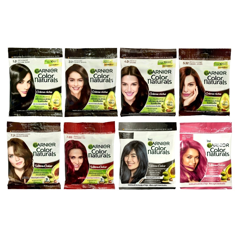 ถูก/แท้/มีไลฟ์ (ซอง) ครีมเปลี่ยนสีผม Garnier Color Naturals การ์นิเย่ ปิดผมขาว ย้อมผม ปิดผมหงอก ปิดผ
