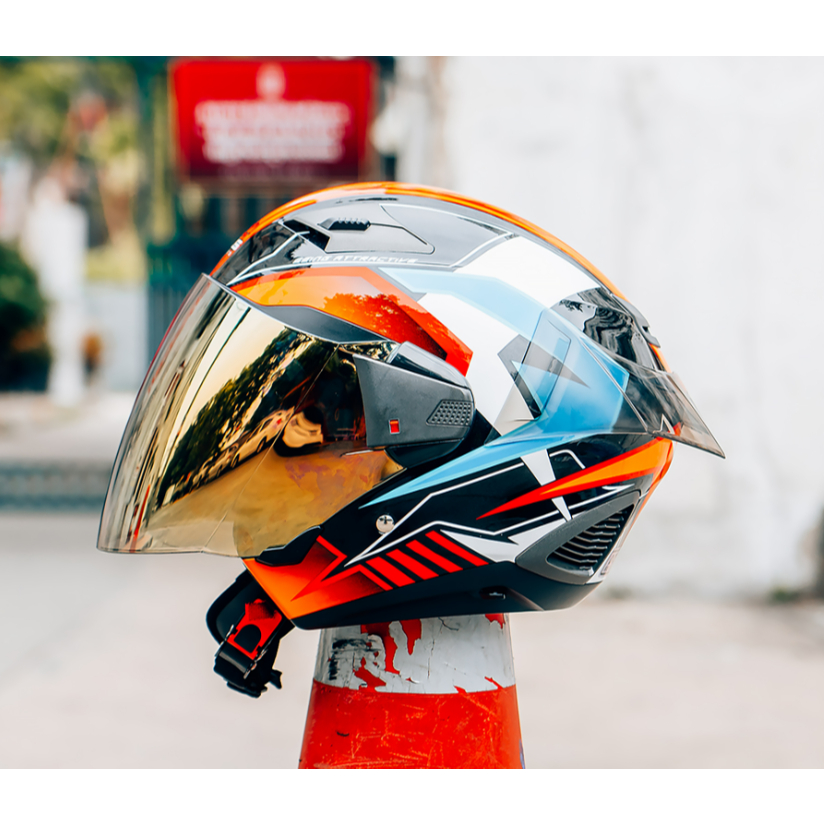 หมวกกันน็อค ครึ่งใบ ZEUS Helmets | ZS-611EC ทรงสปอร์ต แว่น2ชั้น ฟรี สปอยเลอร์สีสโมค