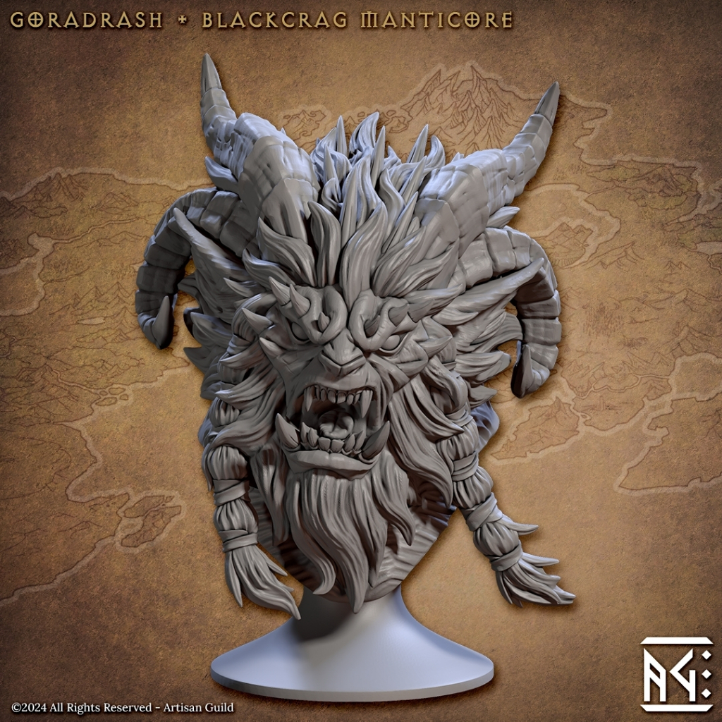 Goradrash (Bust) - Blackcrag Orcs Epic Boss - Monstrosity Manticore / 3D printed mini bust ATG