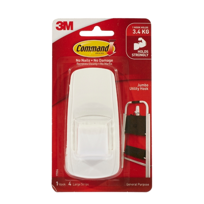 3M Command ตะขอแขวน รุ่น 17004ANZ (1 ชิ้น/แพ็ค) ขนาดใหญ่ รับน้ำหนักได้สูงสุด 3.4 กิโลกรัม