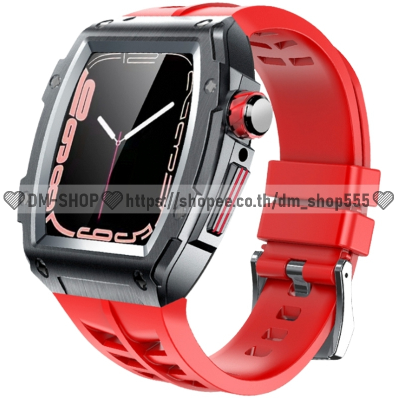 💚DM-SHOP💚สำหรับ Apple Watch คสและสายนาฬิกาไทเทเนียม 44MM 45MM ชุดแต่งหรู สำหรับ Apple Watch Series 9