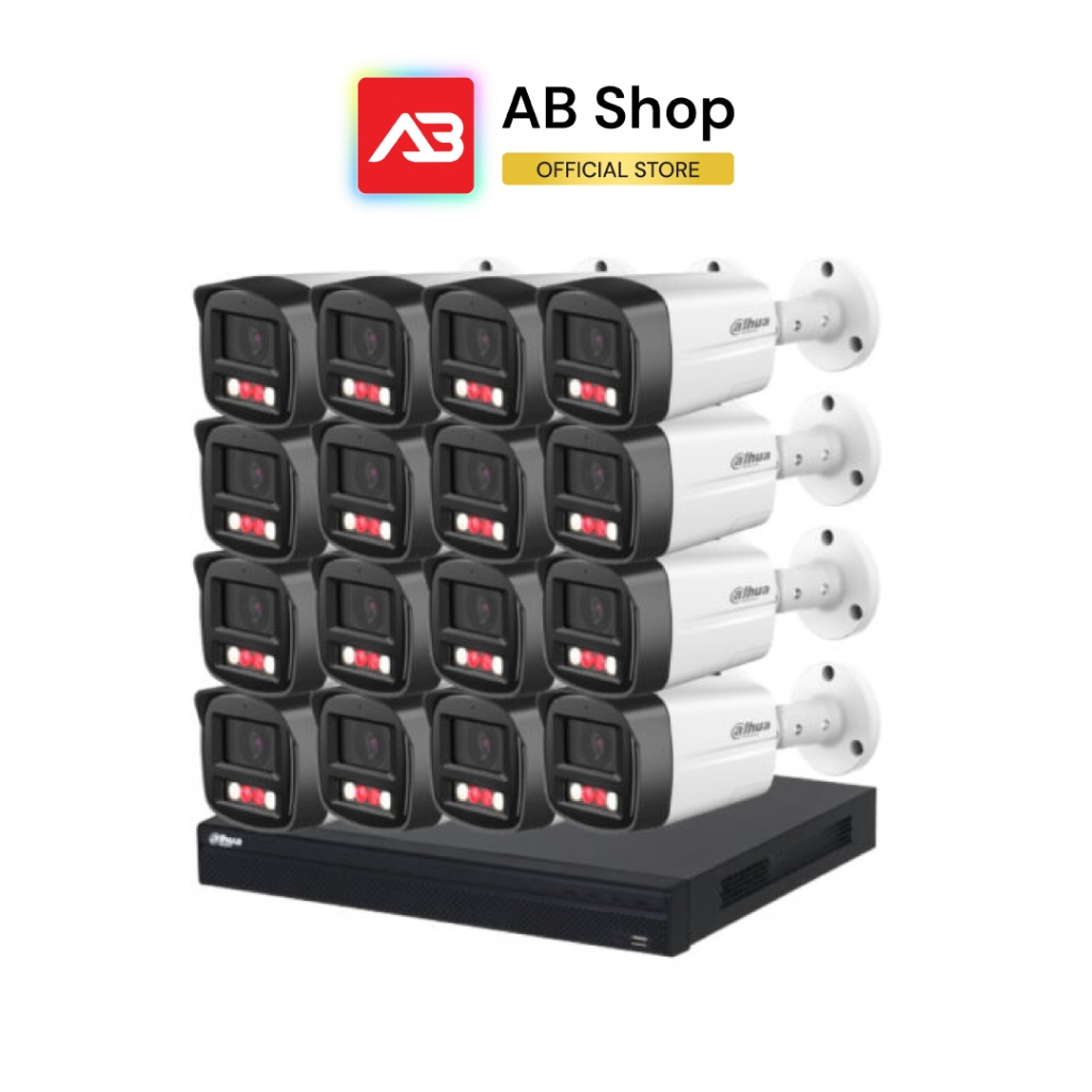 DAHUA ชุดกล้องวงจรปิด IP 16 ตัว 4 ล้านพิกเซล รุ่น DH-IPC-HFW2449TLP-S-PV + DHI-NVR4216-16P-4KS3 (Wiz
