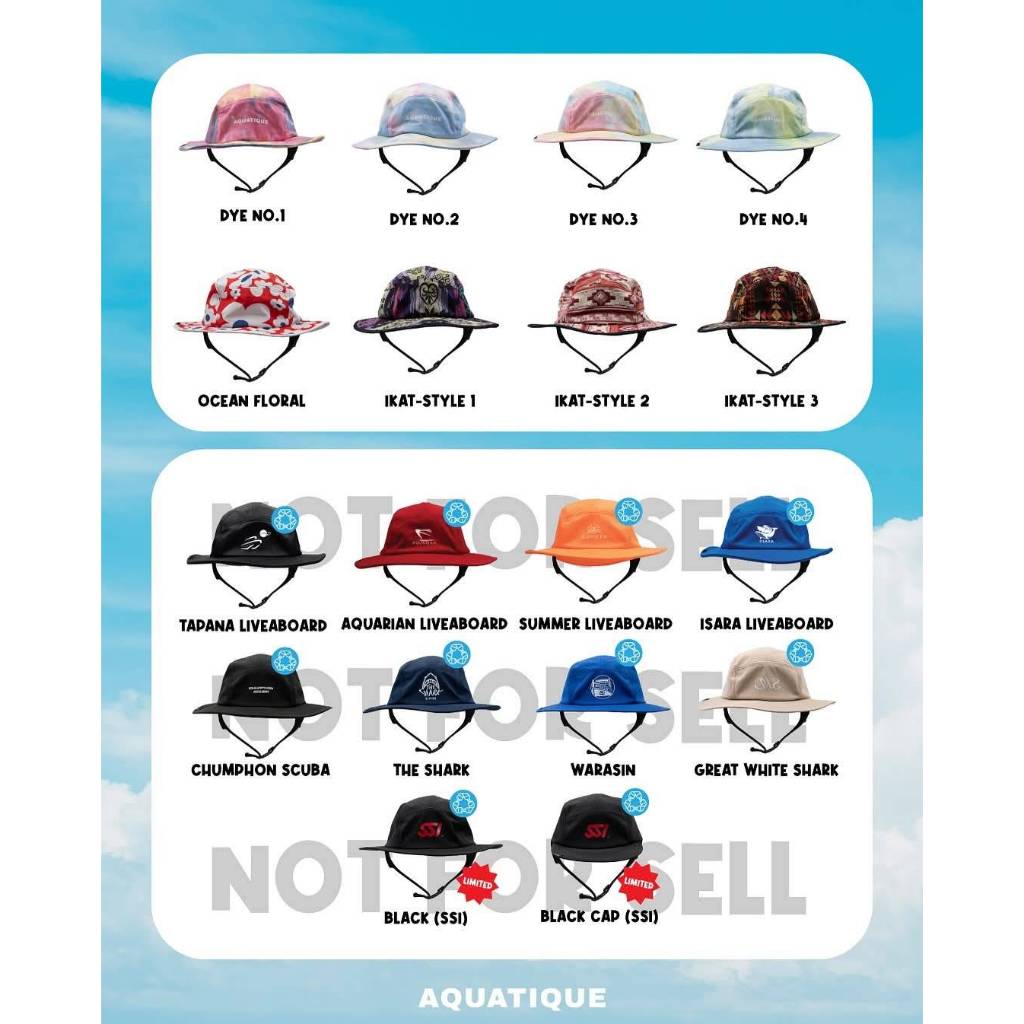 ((New Color)) Aquatique Bucket Hat หมวกบั๊คเก็ตดำน้ำ เซิร์ฟ เดินป่า แคมป์ปิ้ง กันแดดกันยูวี