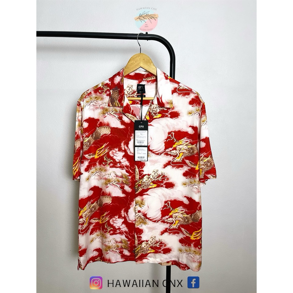 เสื้อฮาวาย CPS ลายมังกร “Dragon 🐉” มือหนึ่งป้ายห้อย Size M 47”