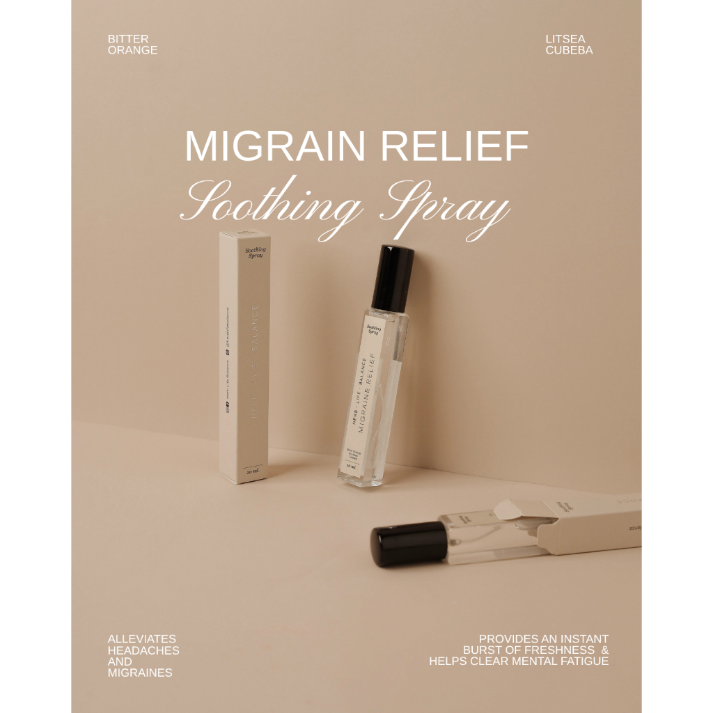 Soothing Spray | สูตร Migraine Relief  สเปรย์สมุนไพรบรรเทาไมเกรน กลิ่นซิตรัสเย็นสดชื่น ไม่มีแอลกอฮอล
