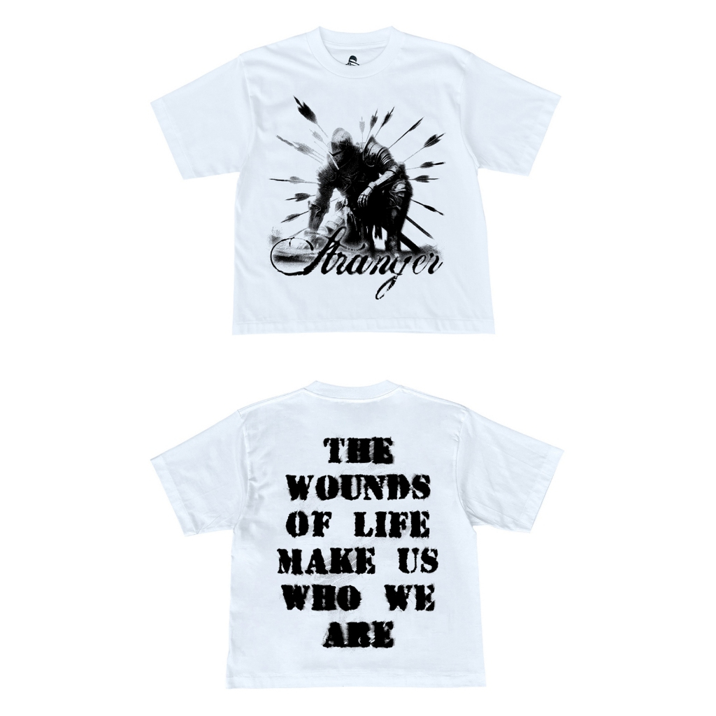 UYF02 : The wounds in life Boxy T-Shirt white
